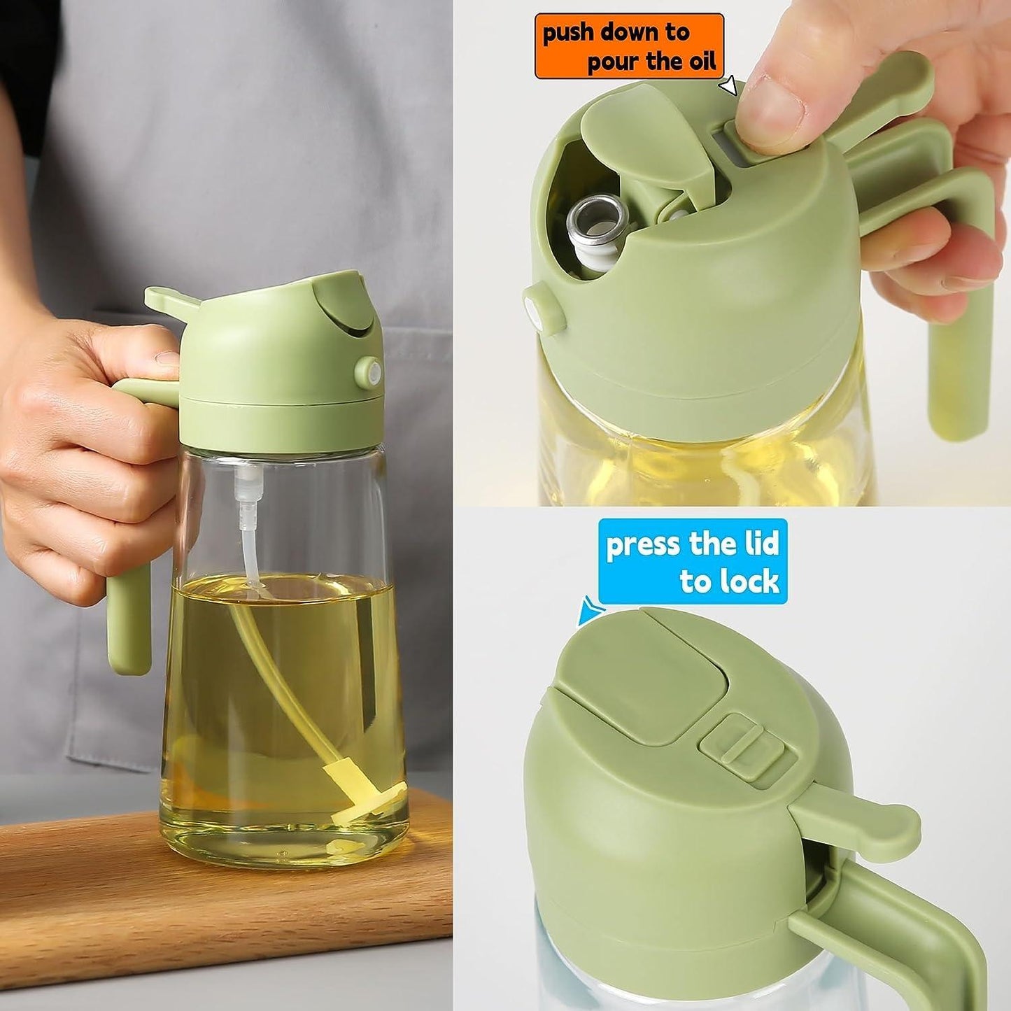 2 in 1 Glass Oil Dispenser Bottle